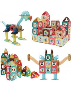 WOOPIE Building Blocks 3D mokomasis kamuoliukų takelio rinkinys 128vnt. 2