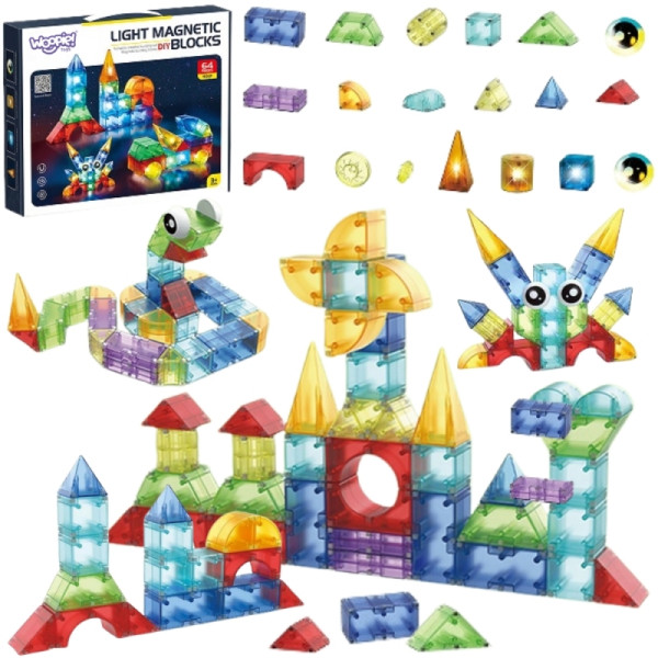 WOOPIE Magnetinių statybinių blokų kubeliai 3D edukacinis rinkinys 63 vnt. WOOPIE Magnetinių statybinių blokų kubeliai 3D edukacinis rinkinys 63 vnt.
