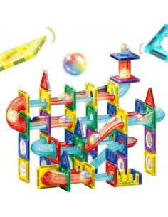 WOOPIE statybiniai magnetiniai blokai 3D mokomasis LED rutulinis takelis 105el. 2