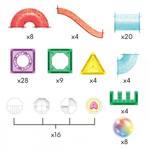WOOPIE statybiniai magnetiniai blokai 3D mokomasis LED rutulinis takelis 105el. WOOPIE statybiniai magnetiniai blokai 3D mokomasis LED rutulinis takelis 105el.