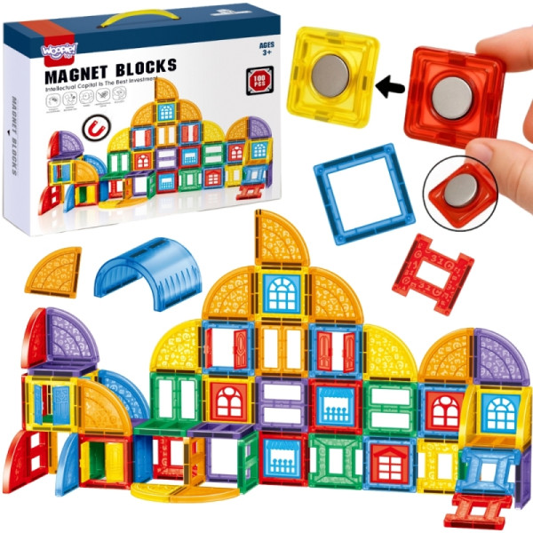 WOOPIE Magnetiniai statybiniai blokai 3D edukacinis pilies rinkinys 100el. WOOPIE Magnetiniai statybiniai blokai 3D edukacinis pilies rinkinys 100el.