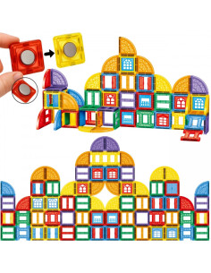 WOOPIE Magnetiniai statybiniai blokai 3D edukacinis pilies rinkinys 100el. 2