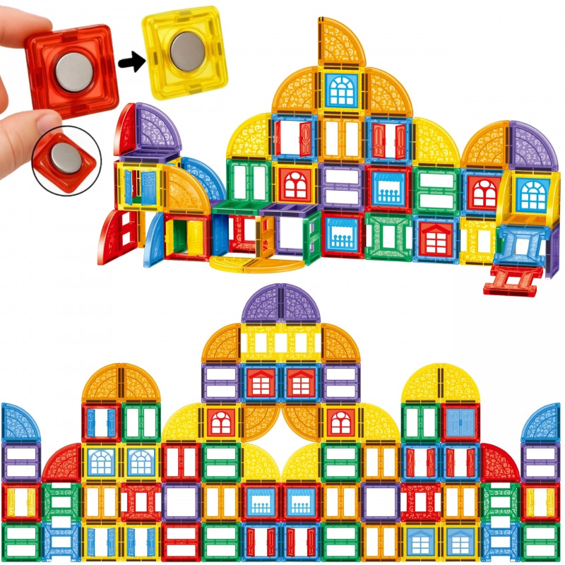 WOOPIE Magnetiniai statybiniai blokai 3D edukacinis pilies rinkinys 100el.