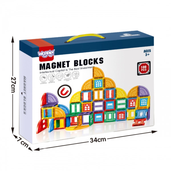 WOOPIE Magnetiniai statybiniai blokai 3D edukacinis pilies rinkinys 100el. WOOPIE Magnetiniai statybiniai blokai 3D edukacinis pilies rinkinys 100el.