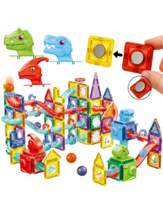 WOOPIE magnetiniai statybiniai blokai 3D mokomasis kamuoliukų takelis rinkinys 170el. 2