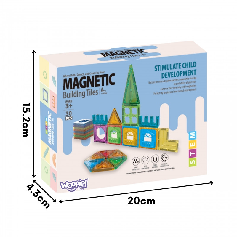WOOPIE Magnetiniai statybiniai blokai 3D edukacinis pilies rinkinys 30vnt.