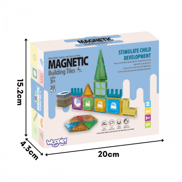 WOOPIE Magnetiniai statybiniai blokai 3D edukacinis pilies rinkinys 30vnt. WOOPIE Magnetiniai statybiniai blokai 3D edukacinis pilies rinkinys 30vnt.