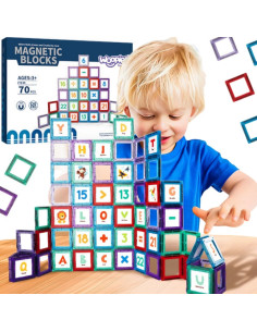 WOOPIE Magnetiniai statybiniai blokai 3D edukacinis rinkinys Mokymasis skaičiuoti 70 vnt.