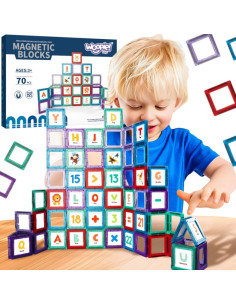 WOOPIE erdviniai magnetiniai blokai mokymosi raidės 70 vnt