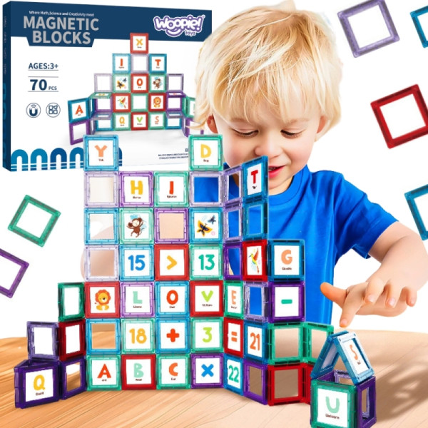 WOOPIE erdviniai magnetiniai blokai mokymosi raidės 70 vnt WOOPIE erdviniai magnetiniai blokai mokymosi raidės 70 vnt