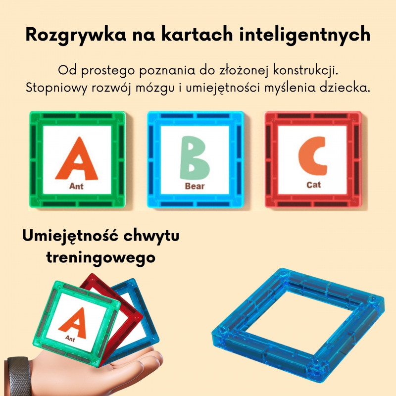 WOOPIE erdviniai magnetiniai blokai mokymosi raidės 70 vnt