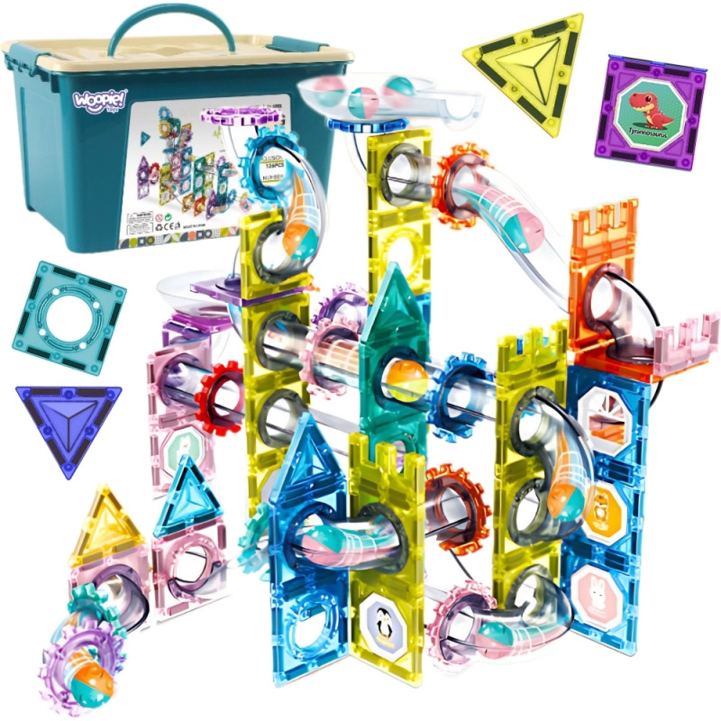 WOOPIE magnetiniai statybiniai blokai 3D mokomasis kamuolys takelis rinkinys 126el.el.