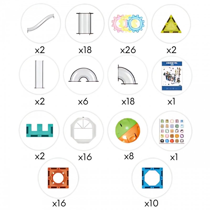 WOOPIE magnetiniai statybiniai blokai 3D mokomasis kamuolys takelis rinkinys 126el.el.