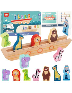 TOOKY TOY medinė dėlionė vaikams Nojus ir gyvūnai