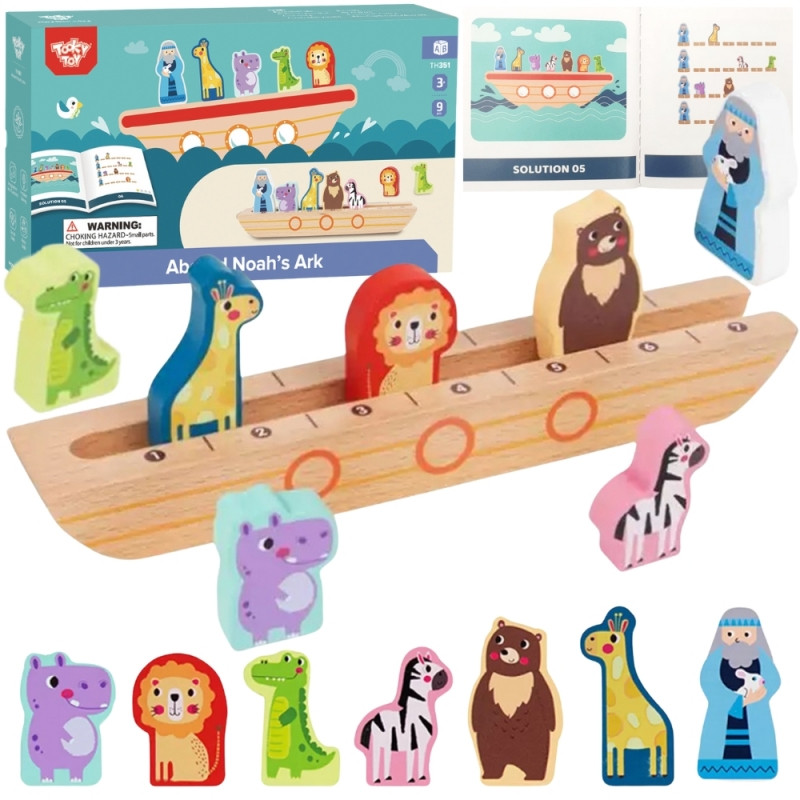 TOOKY TOY medinė dėlionė vaikams Nojus ir gyvūnai