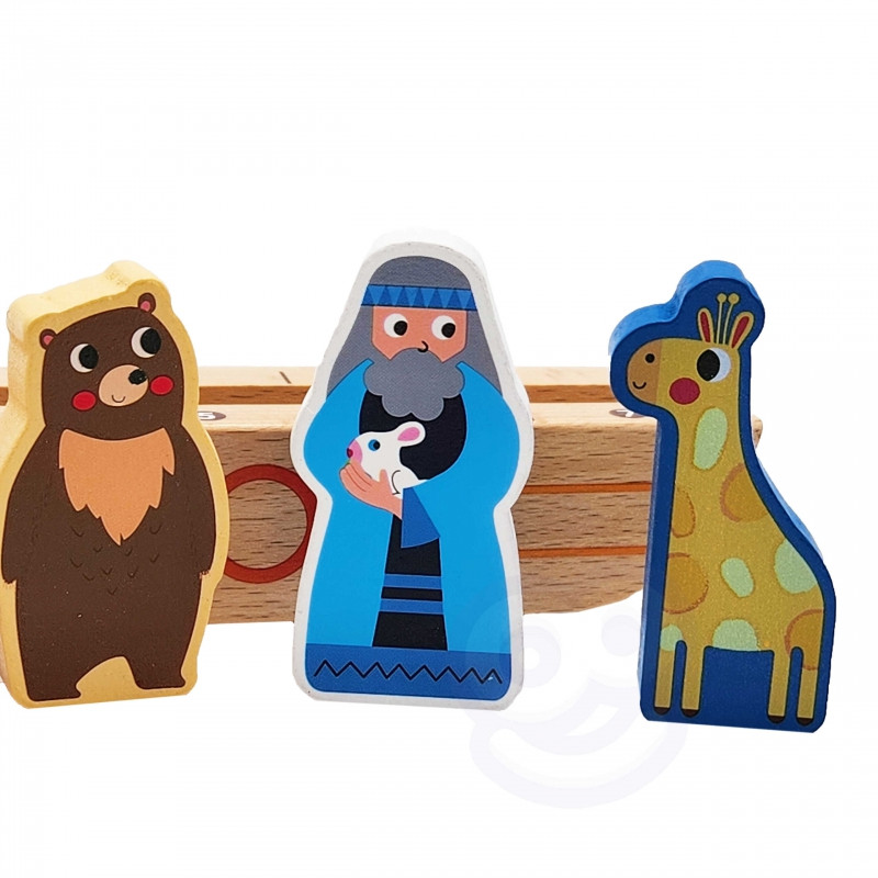 TOOKY TOY medinė dėlionė vaikams Nojus ir gyvūnai