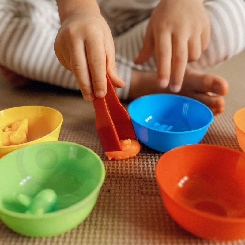 WOOPIE Montessori Edukacinis žaidimas Spalvų rūšiavimo transporto priemonės 44 vnt.