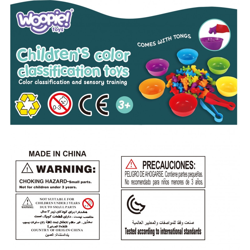 WOOPIE Montessori Edukacinis žaidimas Spalvų rūšiavimo transporto priemonės 44 vnt.