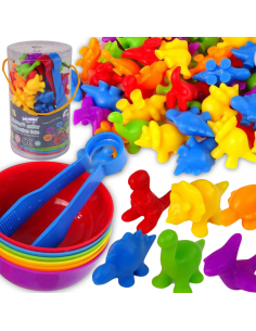 WOOPIE Montessori Edukacinis žaidimas Color Sorter Dinozaurai 56 vnt.