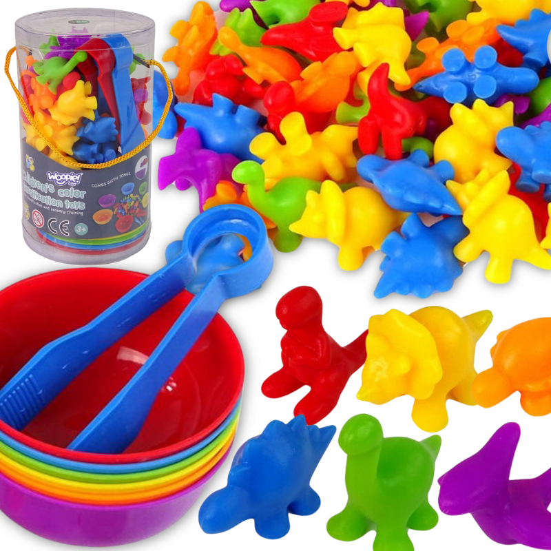 WOOPIE Montessori Edukacinis žaidimas Color Sorter Dinozaurai 56 vnt.