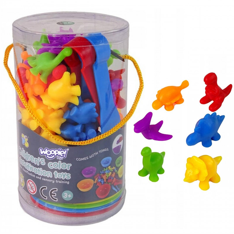 WOOPIE Montessori Edukacinis žaidimas Color Sorter Dinozaurai 56 vnt.