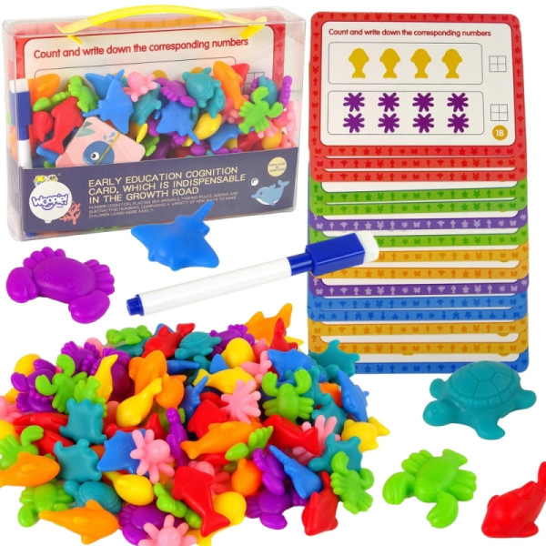 WOOPIE Montessori edukacinis rinkinys Mokymasis skaičiuoti Spalvų rūšiavimo įrankis Sea Land 111 vnt. WOOPIE Montessori edukacinis rinkinys Mokymasis skaičiuoti Spalvų rūšiavimo įrankis Sea Land 111 vnt.