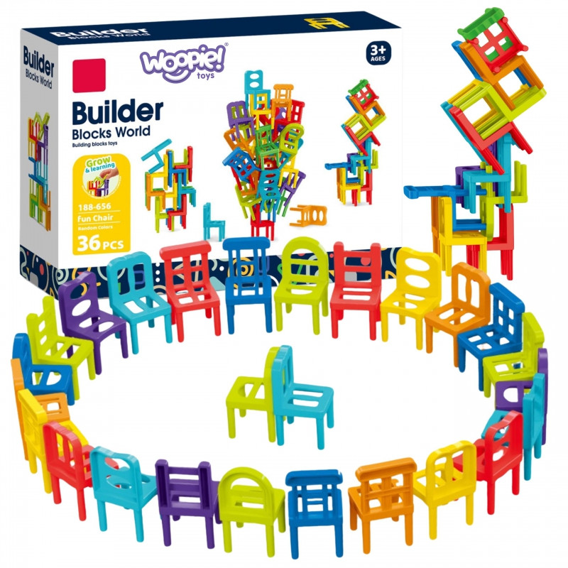 WOOPIE Arcade Puzzle Blocks balansavimo kėdės 36 vnt.