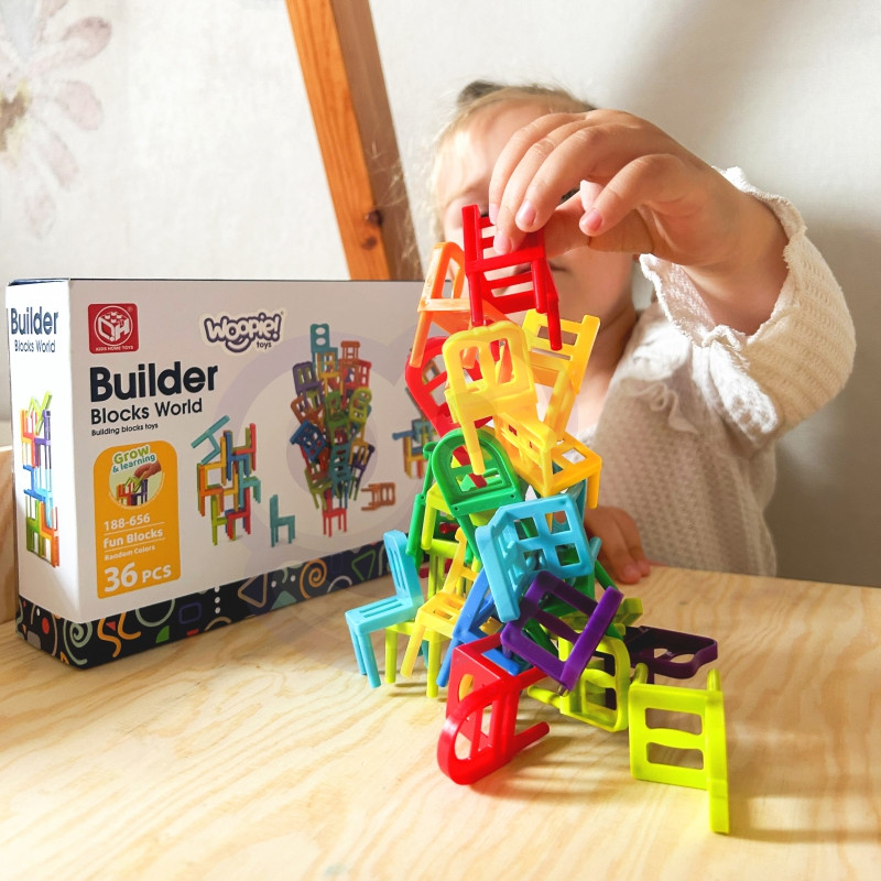 WOOPIE Arcade Puzzle Blocks balansavimo kėdės 36 vnt.