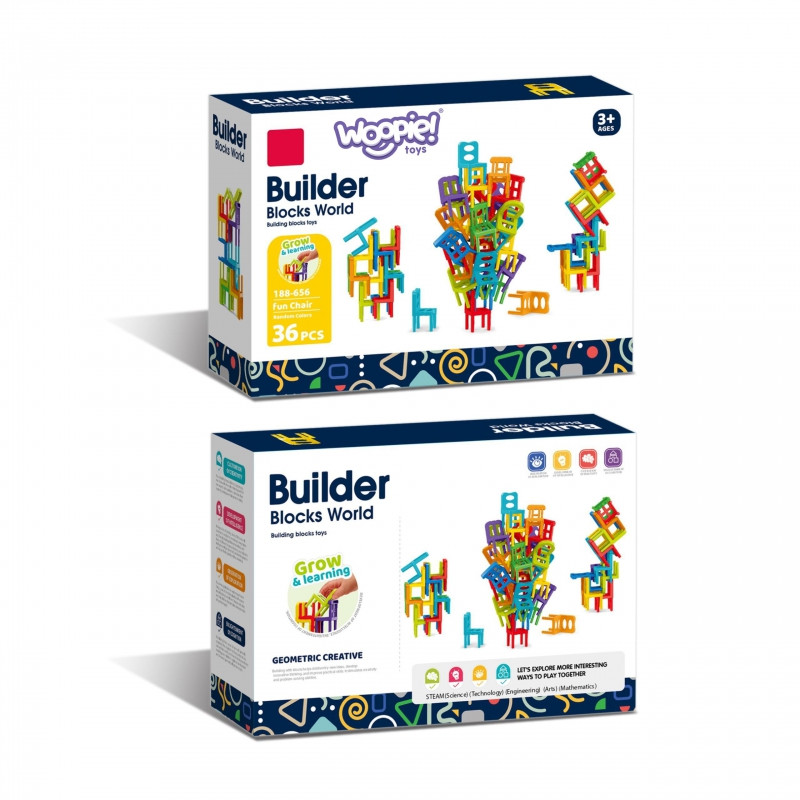WOOPIE Arcade Puzzle Blocks balansavimo kėdės 36 vnt.