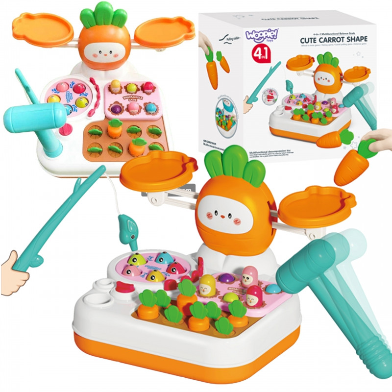 WOOPIE MONTESSORI Žaidimas 4in1 "Cute Carrot Shape"