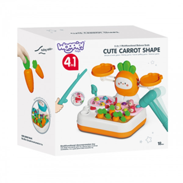 WOOPIE MONTESSORI Žaidimas 4in1 "Cute Carrot Shape"