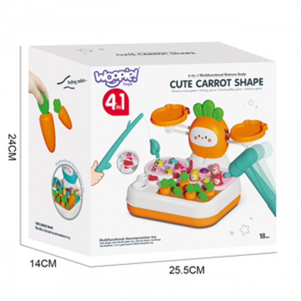 WOOPIE MONTESSORI Žaidimas 4in1 "Cute Carrot Shape"