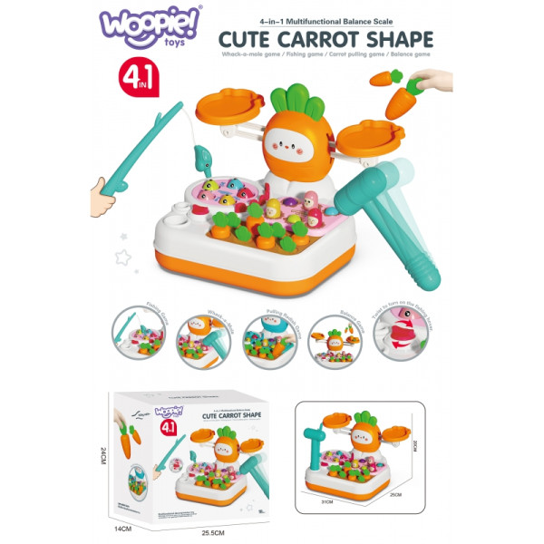 WOOPIE MONTESSORI Žaidimas 4in1 "Cute Carrot Shape"