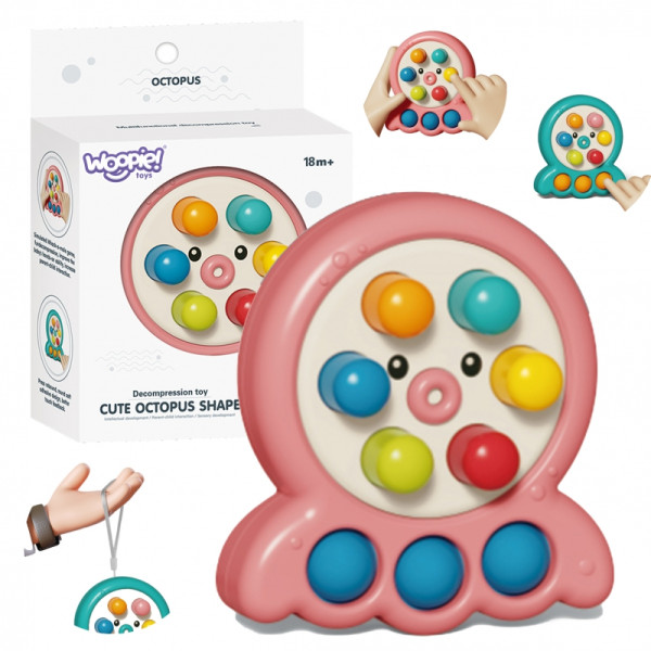 WOOPIE arkadinis žaidimas Mole Sticking String Octopus Pink 2in1 WOOPIE arkadinis žaidimas Mole Sticking String Octopus Pink 2in1