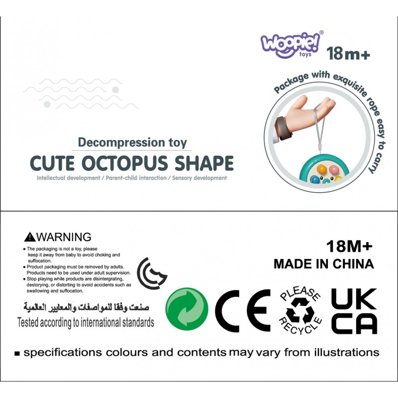 WOOPIE arkadinis žaidimas Mole Sticking String Octopus Pink 2in1