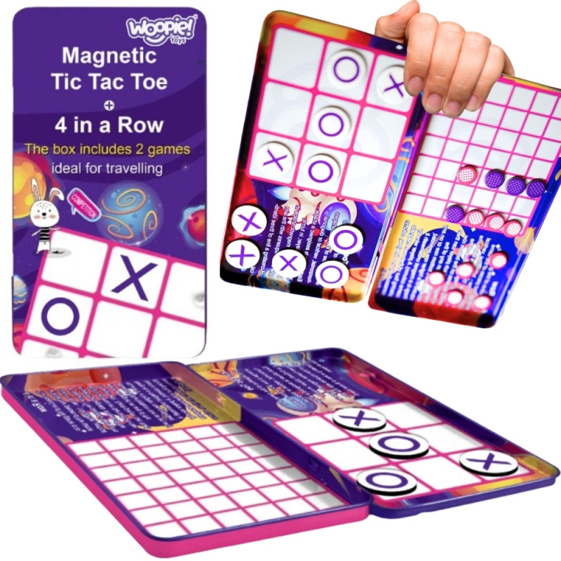WOOPIE IQ magnetinis strateginis žaidimas 2in1 Tic-Tac-Toe + 4-in-line žaidimas MINI