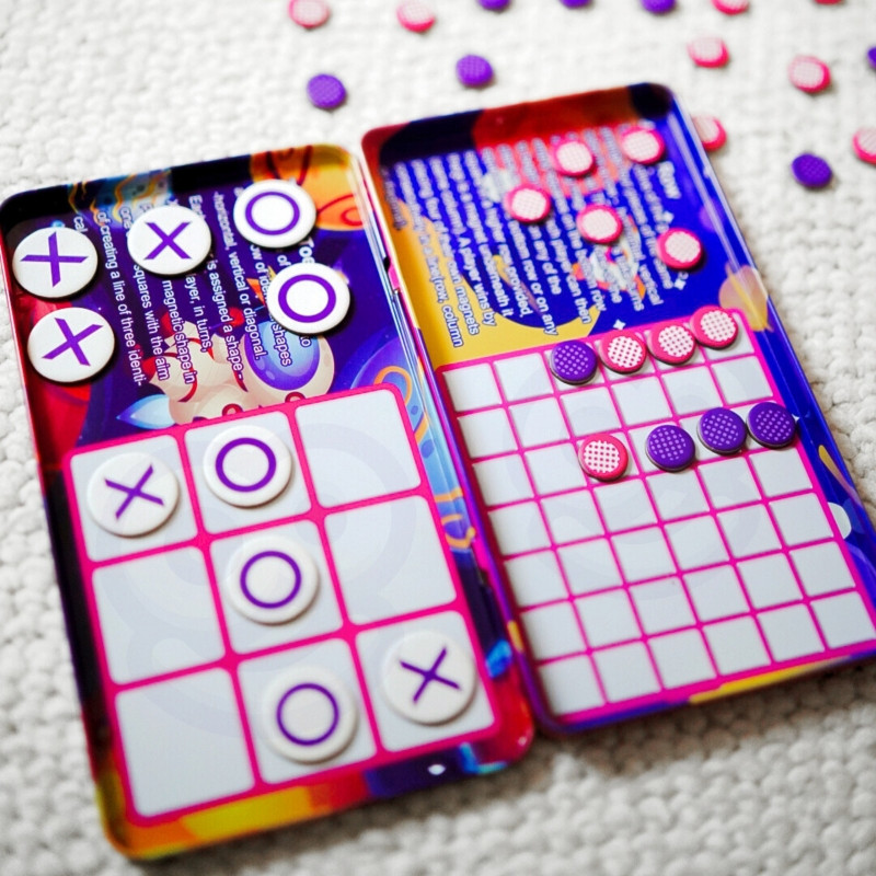 WOOPIE IQ Gra Strategiczna Magnetyczna 2w1 Kółko I Krzyżyk + Gra 4 w Lini MINI