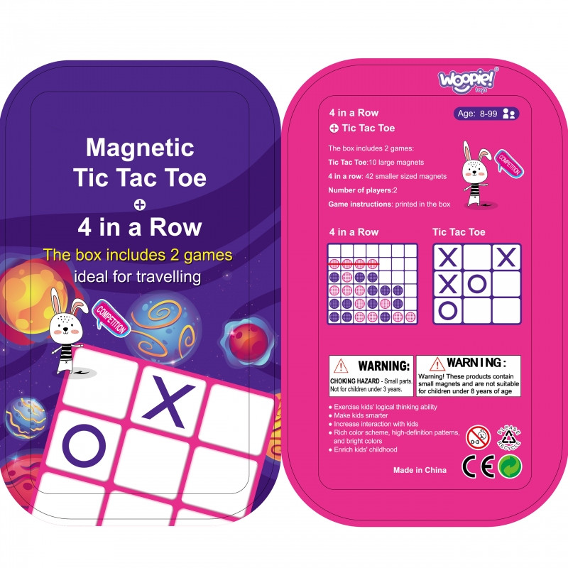 WOOPIE IQ magnetinis strateginis žaidimas 2in1 Tic-Tac-Toe + 4-in-line žaidimas MINI
