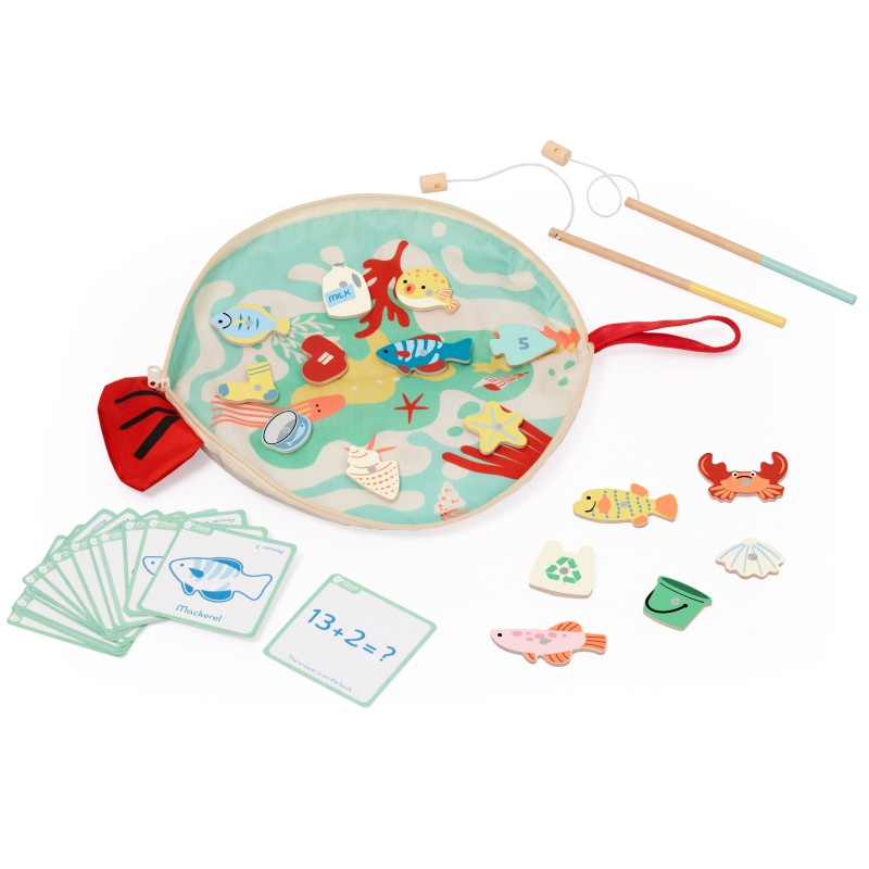CLASSIC WORLD Edukacinis magnetinės žvejybos žaidimas su skaičiavimo mokymosi kortelėmis, 35 vnt.