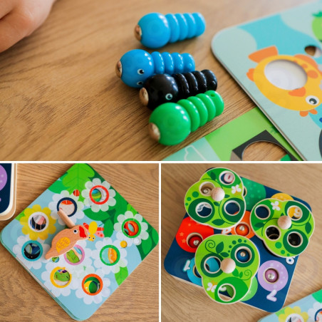 TOOKY TOY 2-в-1 Деревянная развивающая игра для детей «Тяни жуков»