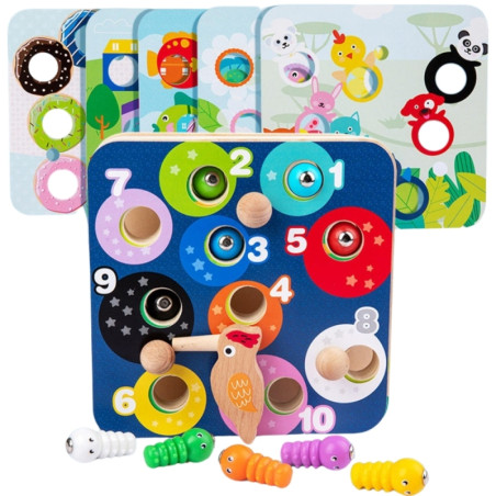 TOOKY TOY 2-в-1 Деревянная развивающая игра для детей «Тяни жуков»