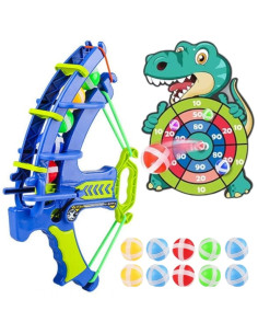 WOOPIE Velcro Darts Arcade žaidimų rinkinys 2in1 skydas + paleidimo įrenginys Dino lankas