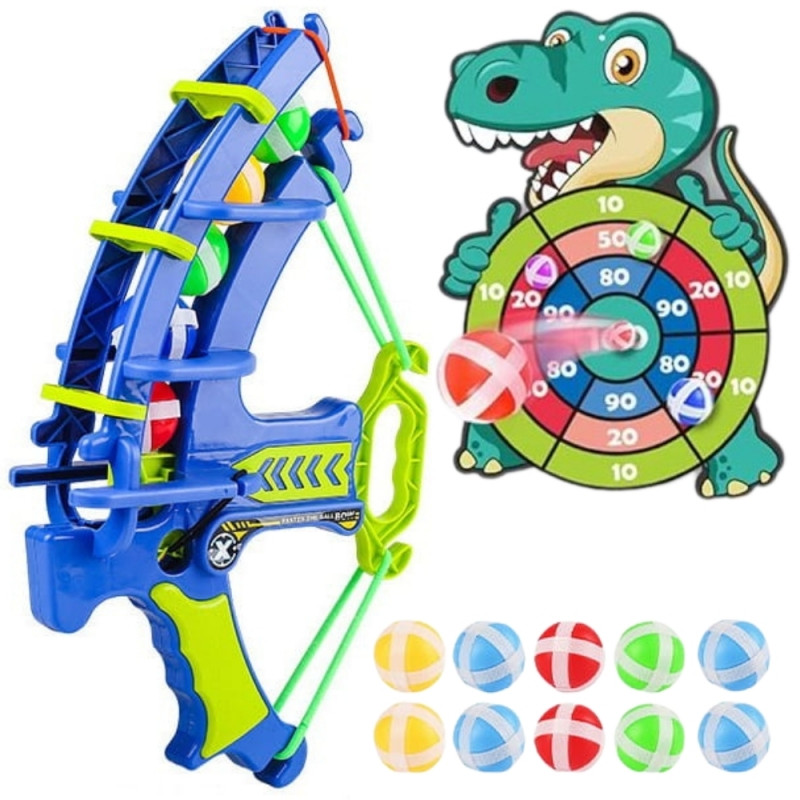 WOOPIE Velcro Darts Arcade Game 2in1 Set: Shield + Dino Bow Launcher