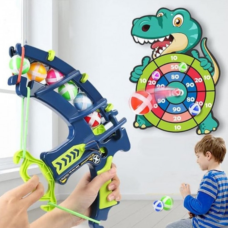 WOOPIE Velcro Darts Arcade žaidimų rinkinys 2in1 skydas + paleidimo įrenginys Dino lankas