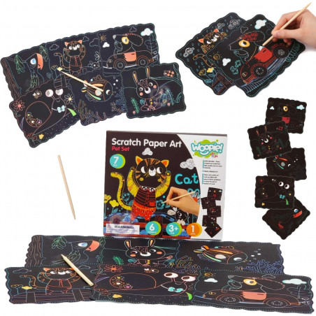 WOOPIE ART&FUN Набор для творчества скретч-картинками для детей 7 предметов.