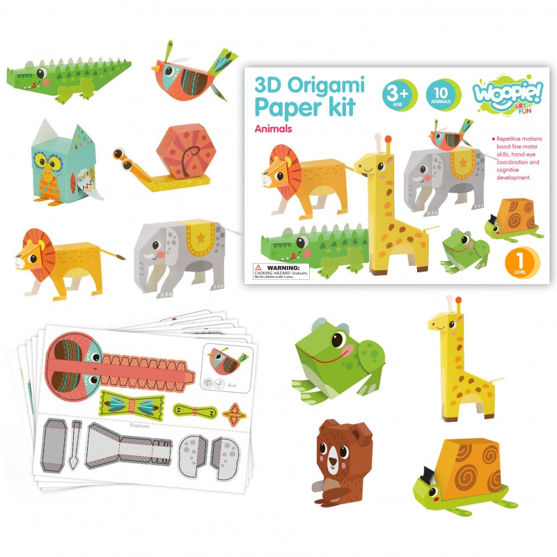 WOOPIE ART & FUN Origami 3D "pasidaryk pats" kūrybinis rinkinys 10 naminių gyvūnėlių
