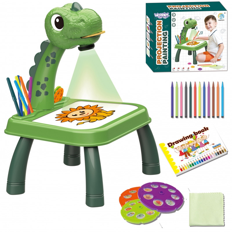 WOOPIE piešimo lentos dinozaurų projektorius + žymekliai