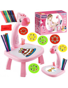 Проектор WOOPIE "Розовый жираф" с доской для рисования + маркеры