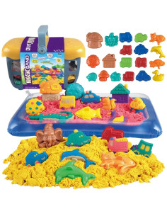 WOOPIE kinetinis smėlis 0,8 kg rinkinys krepšelyje su formomis + /