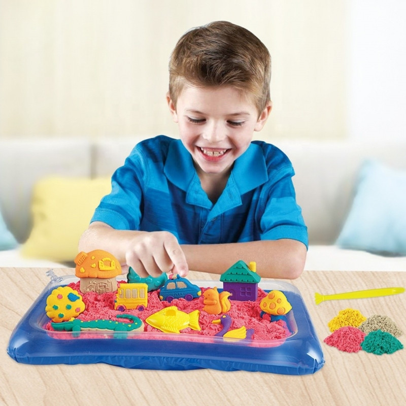 WOOPIE kinetinis smėlis 0,8 kg rinkinys krepšelyje su formomis + /